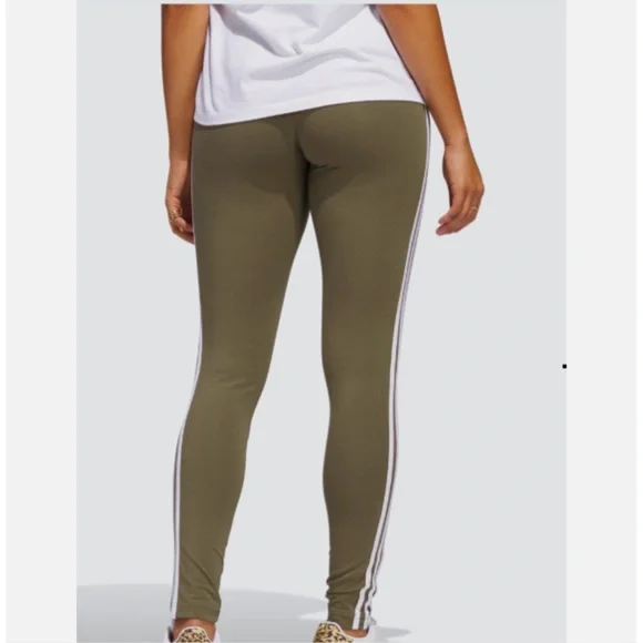 NWT XL Adidas Army/Olive green Leggings with three white stripes - Picture 5 of 9